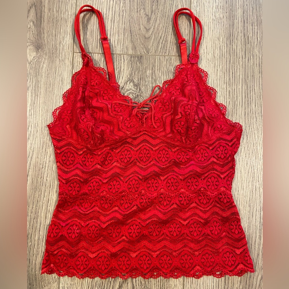 Vintage 90s red lace tank top